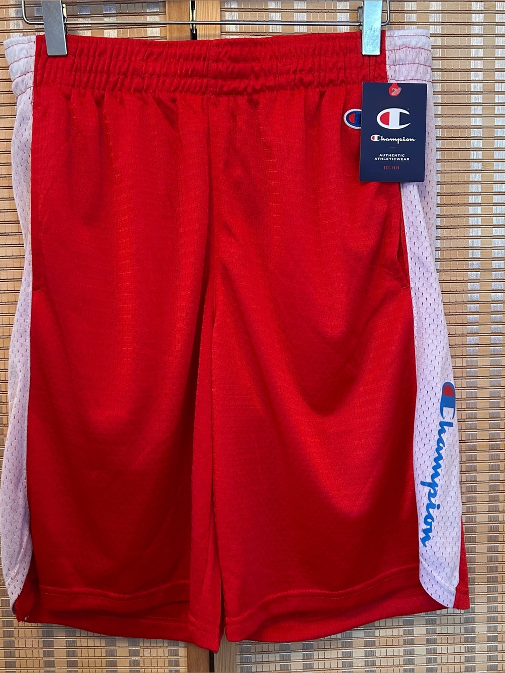 Mens Champion Red Basketball Mesh Gym Shorts size medium New